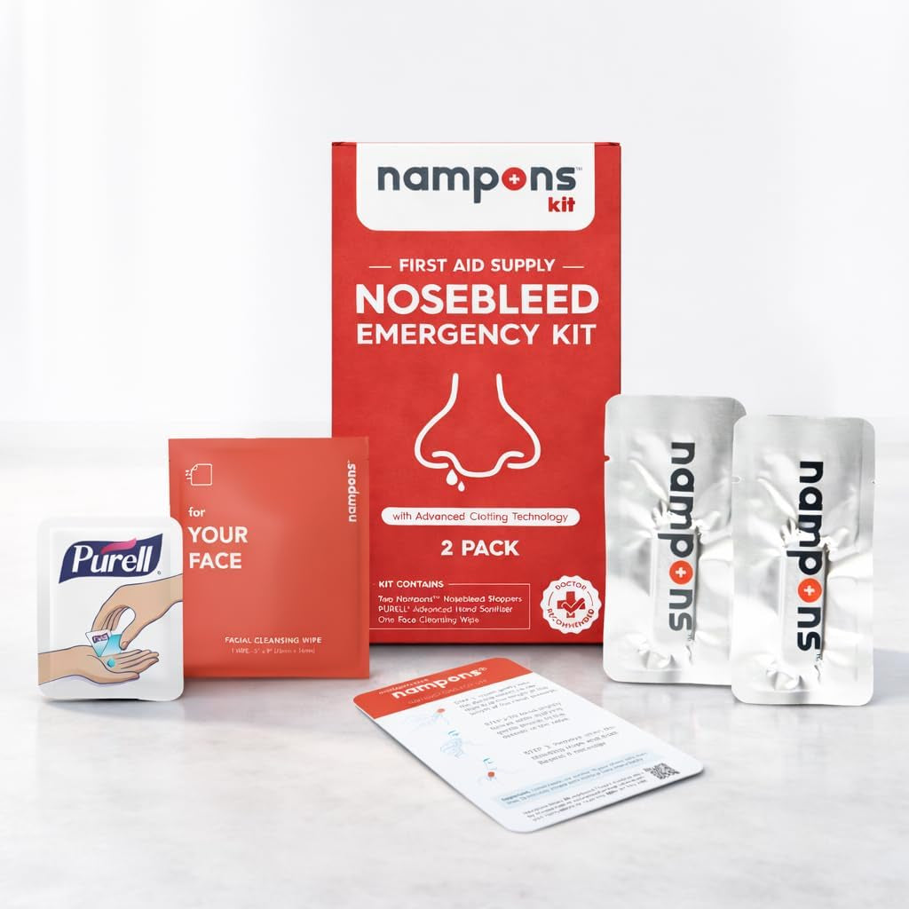 Nosebleed Emergency Kit, 2 Bleed Stoppers, Purell Sanitizer & Wipe
