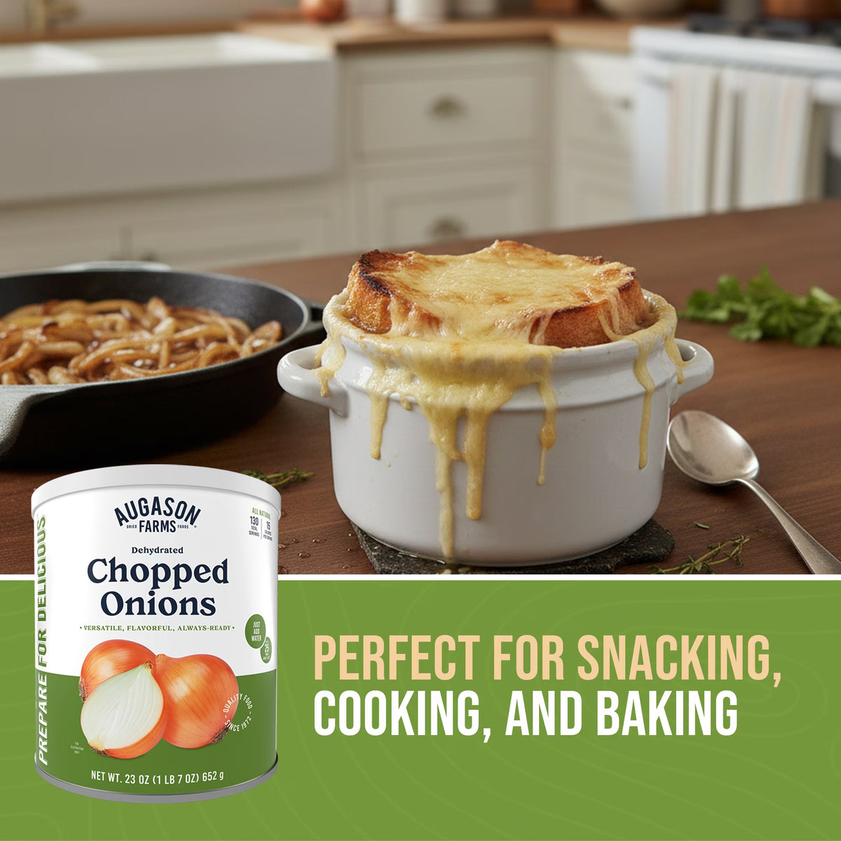 Dehydrated Chopped Onions Emergency Food Supply, 130 Servings, 25 Year Shelf Life, Great for Cooking and Baking - Dehydrated Meals, Survival Food Camping Essentials Can