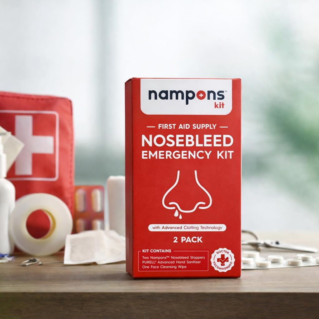 Nosebleed Emergency Kit, 2 Bleed Stoppers, Purell Sanitizer & Wipe
