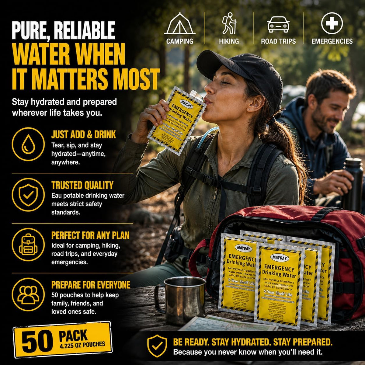 Mayday 73021 Emergency Water Packets (50-Pack)