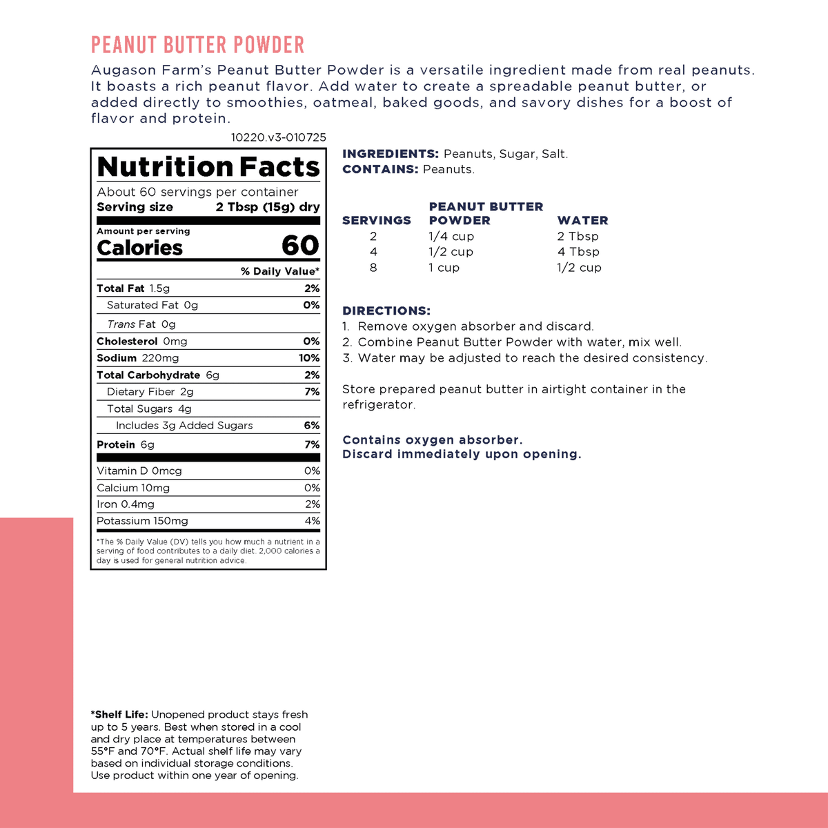 Peanut Butter Powder Mix Can Emergency Food Supply, 60 Servings, 5 Year Shelf Life, 6 Grams of Protein per Serving - Dry Peanut Butter Powder Blend, Ingredient for Baking and Cooking