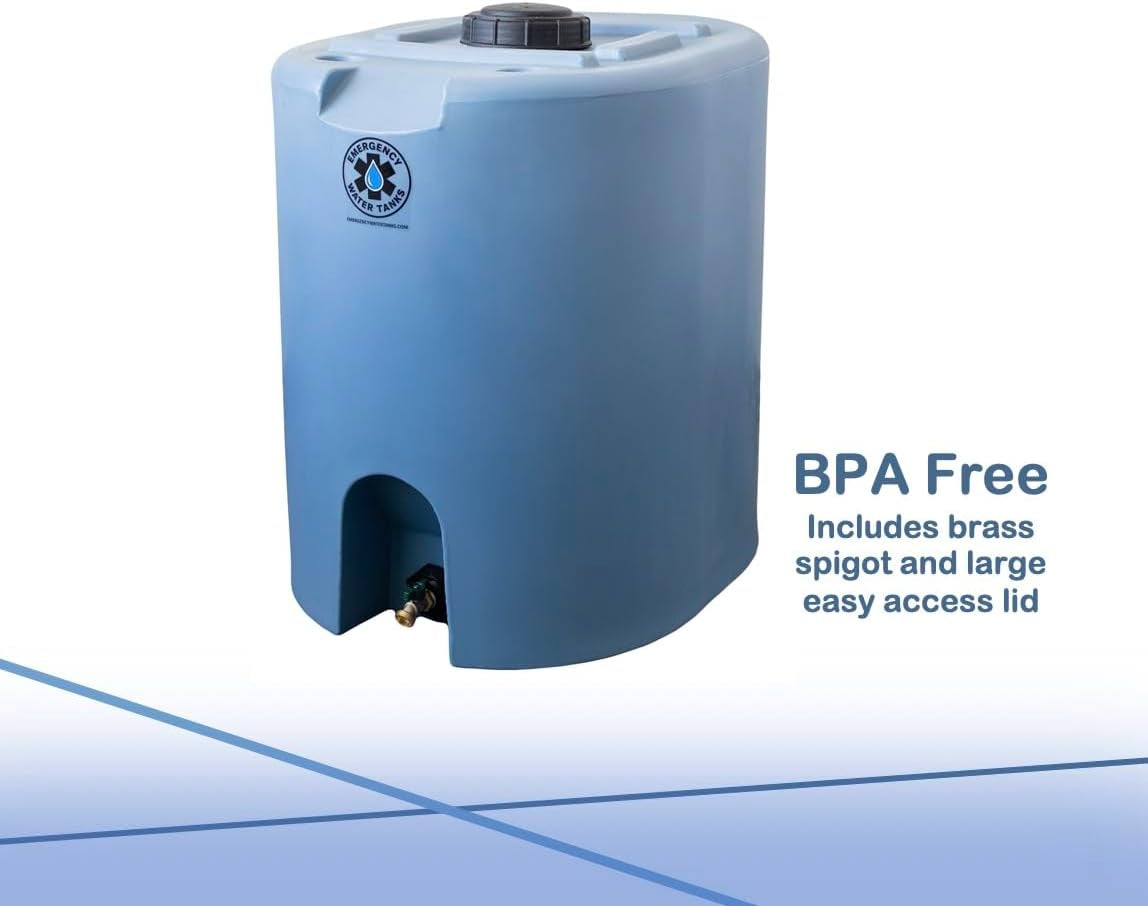 55 Gallon Stackable Emergency Water Storage Tank – Food Grade Bpa-Free Water Container for Long-Term Home Preparedness