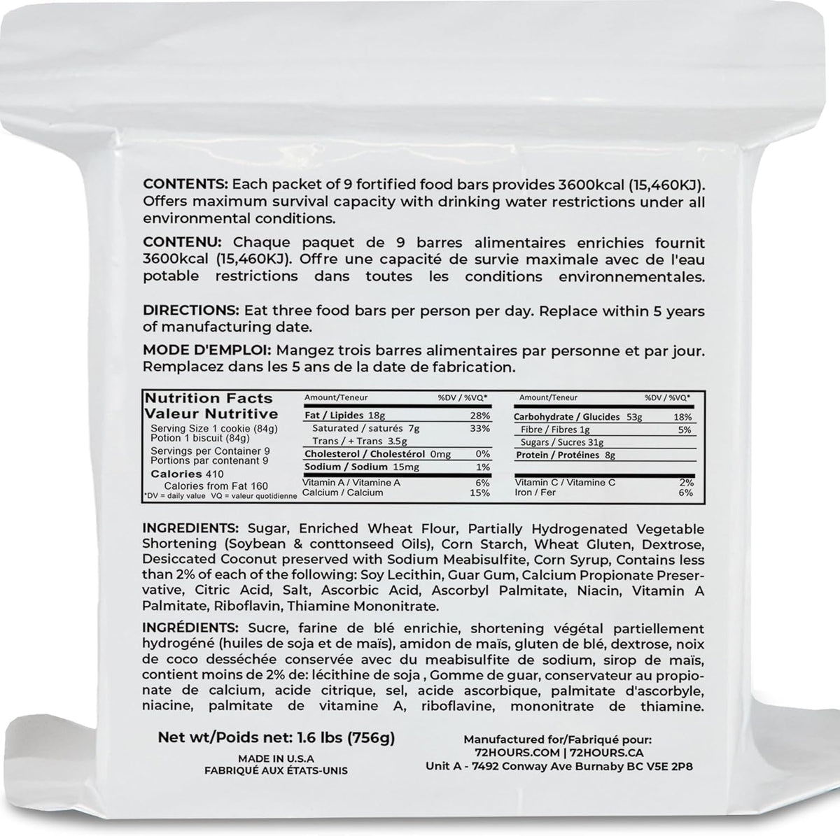 Food Rations, Emergency Food Rations, Rations Emergency 3600 Calories for 72 Hours, 5 – Year Shelf Life, Emergency Food