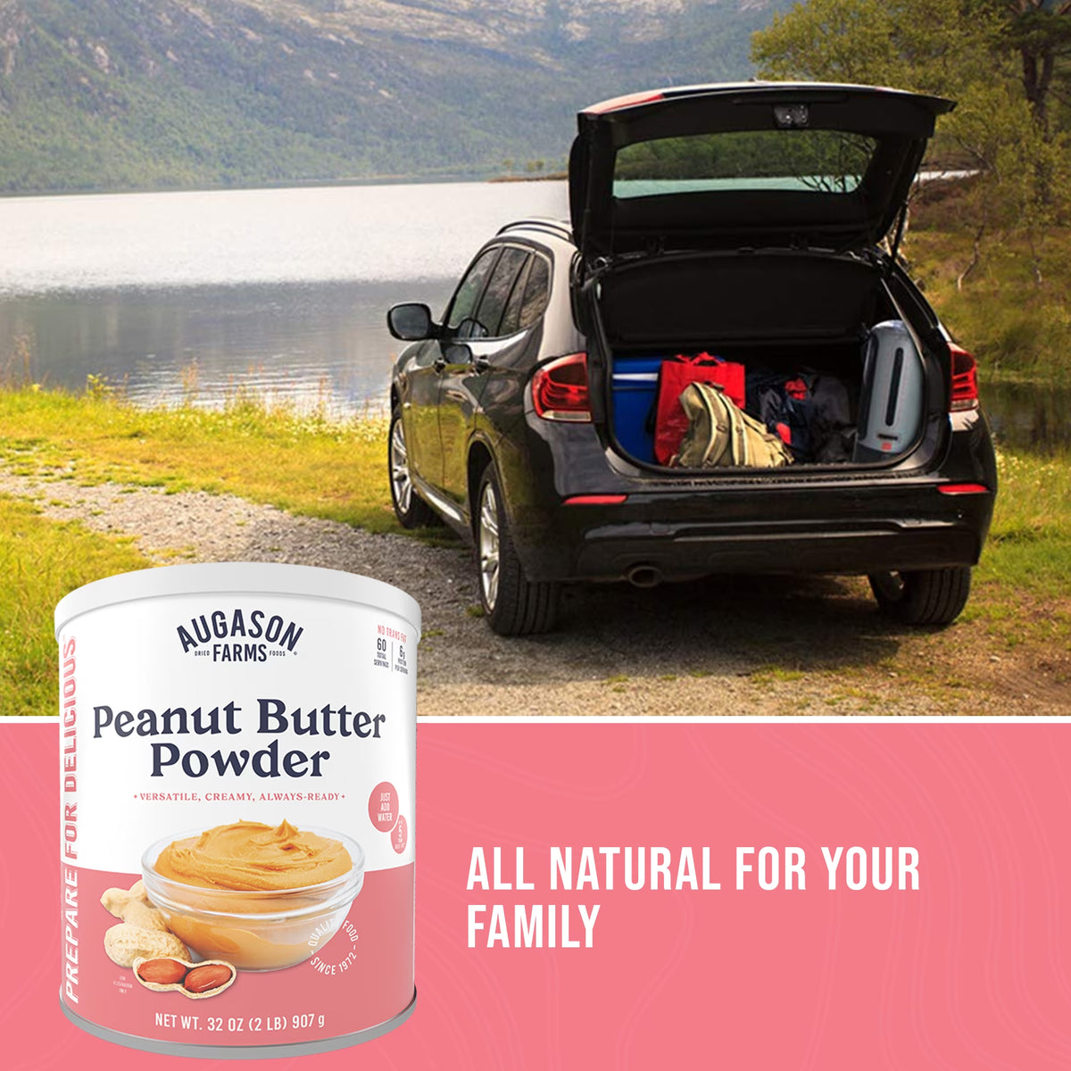 Peanut Butter Powder Mix Can Emergency Food Supply, 60 Servings, 5 Year Shelf Life, 6 Grams of Protein per Serving - Dry Peanut Butter Powder Blend, Ingredient for Baking and Cooking