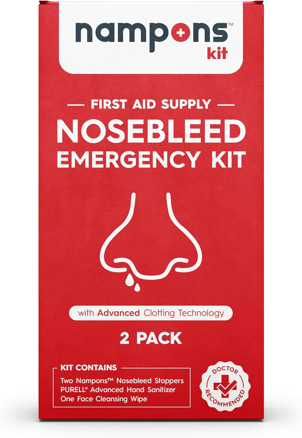 Nosebleed Emergency Kit, 2 Bleed Stoppers, Purell Sanitizer & Wipe