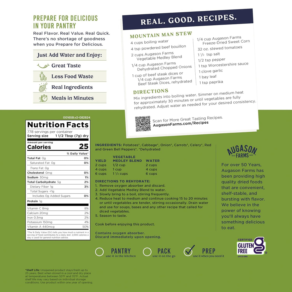 Vegetable Medley Blend Emergency Food Supply, 778 Servings