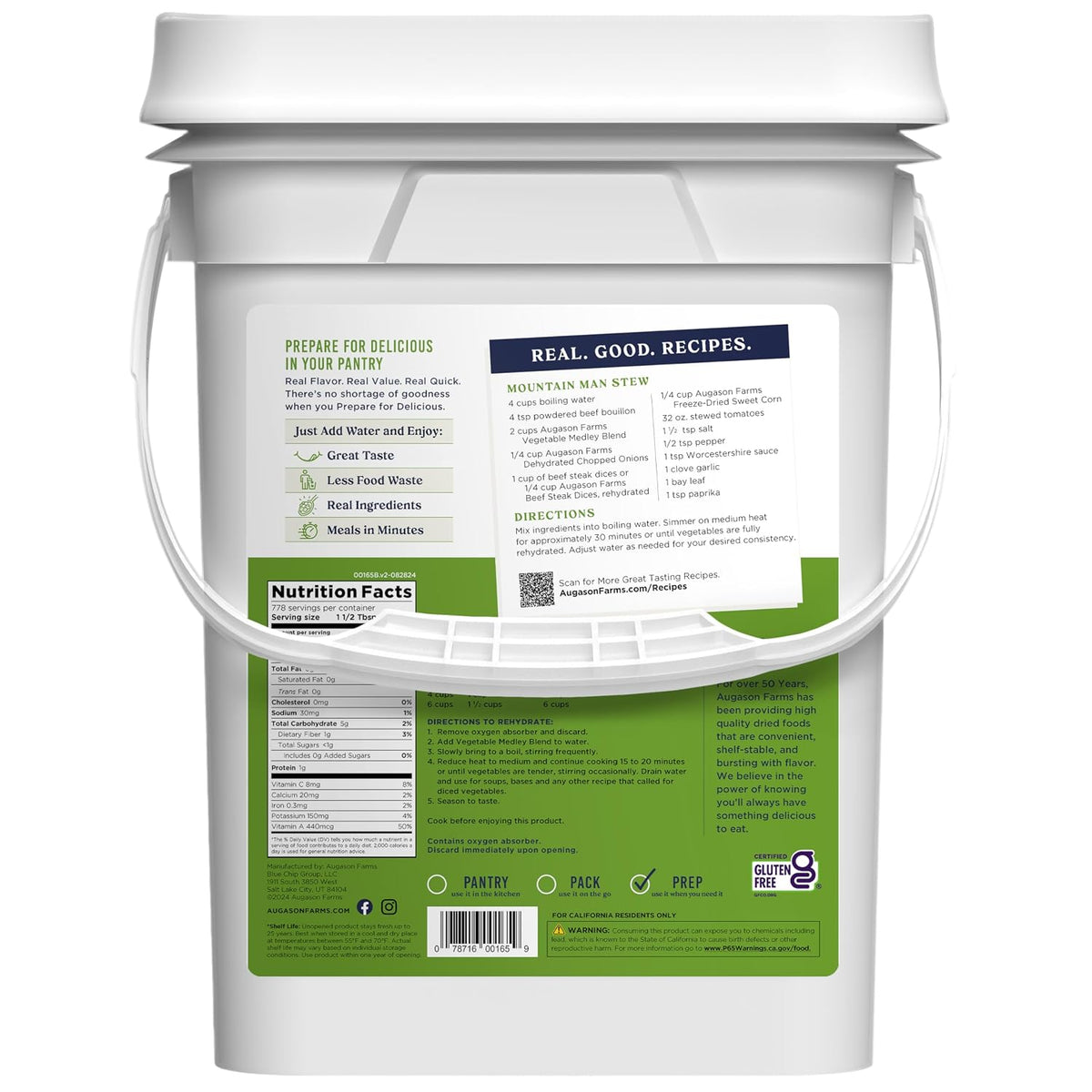 Vegetable Medley Blend Emergency Food Supply, 778 Servings