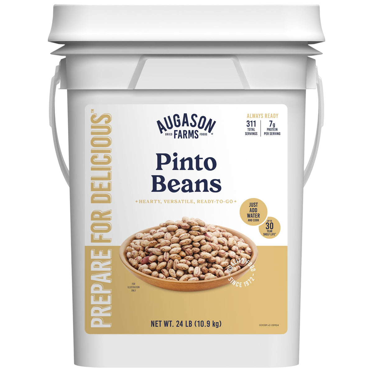 Dried Pinto Beans 4 Gallon Pail, Bulk Food Storage, Emergency Food Supply, Everyday Meals, 311 Servings