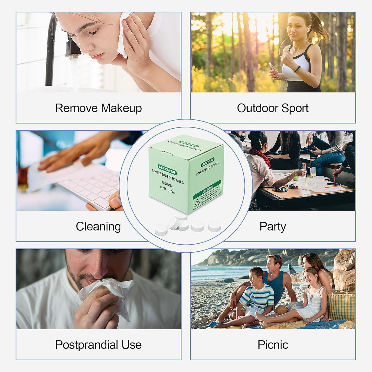 100 PCS Compressed Towels Disposable Compressed Travel Towel