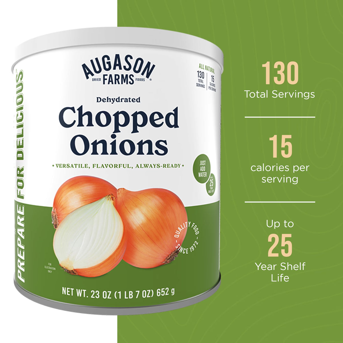 Dehydrated Chopped Onions Emergency Food Supply, 130 Servings, 25 Year Shelf Life, Great for Cooking and Baking - Dehydrated Meals, Survival Food Camping Essentials Can