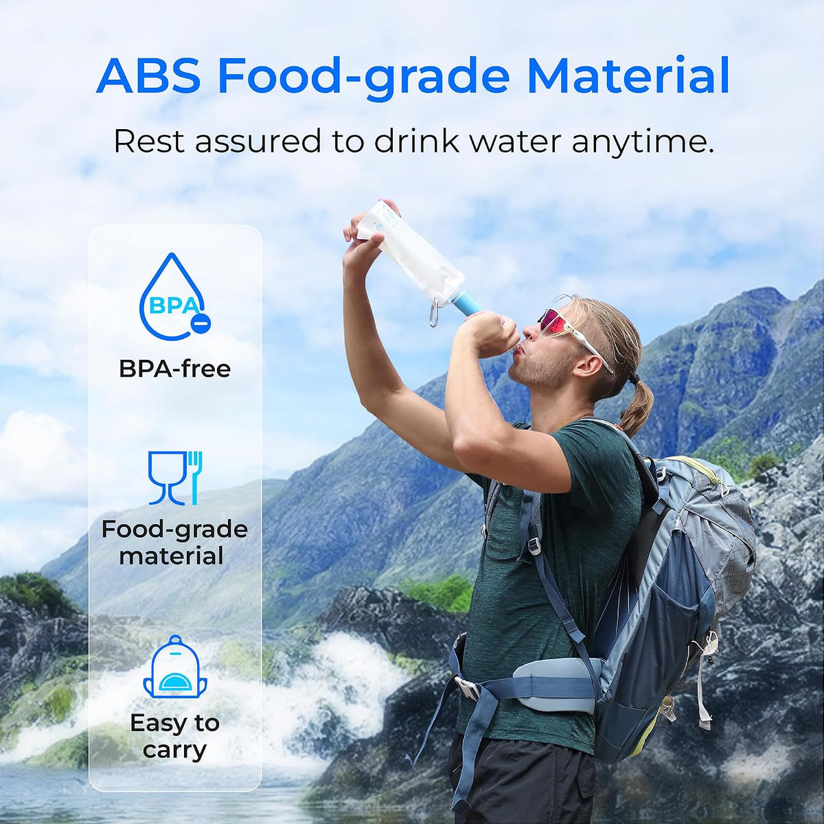 Portable Water Filter Straw, Camping Water Filter