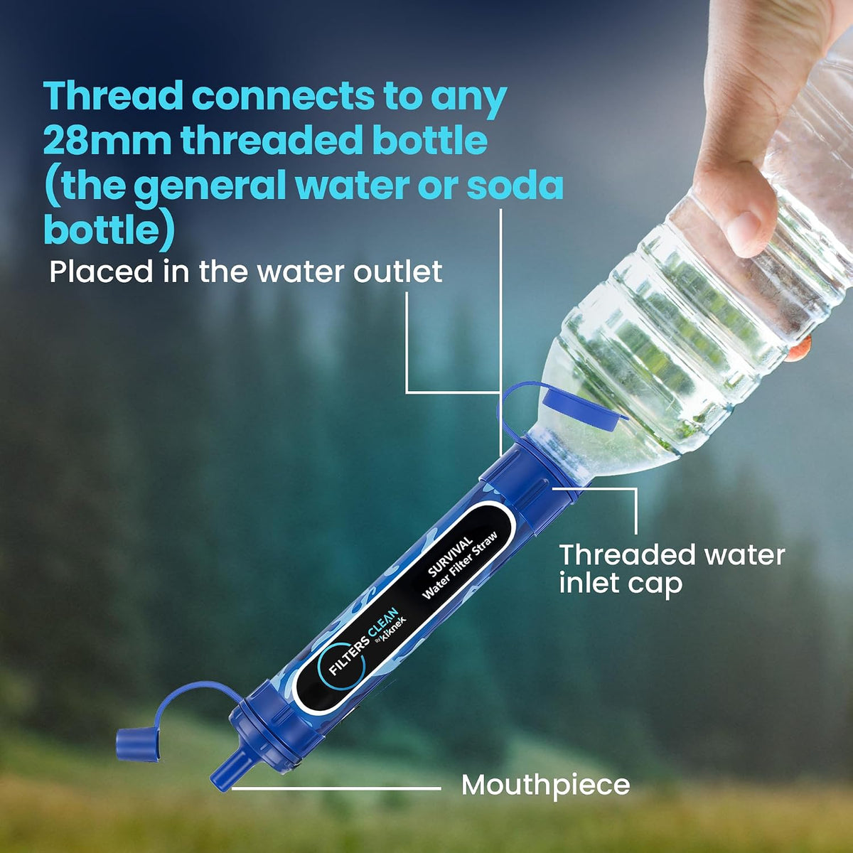 Filters-Clean Survival Water Filter Straw, 0.1 Micron Water Purifier 4 Pack